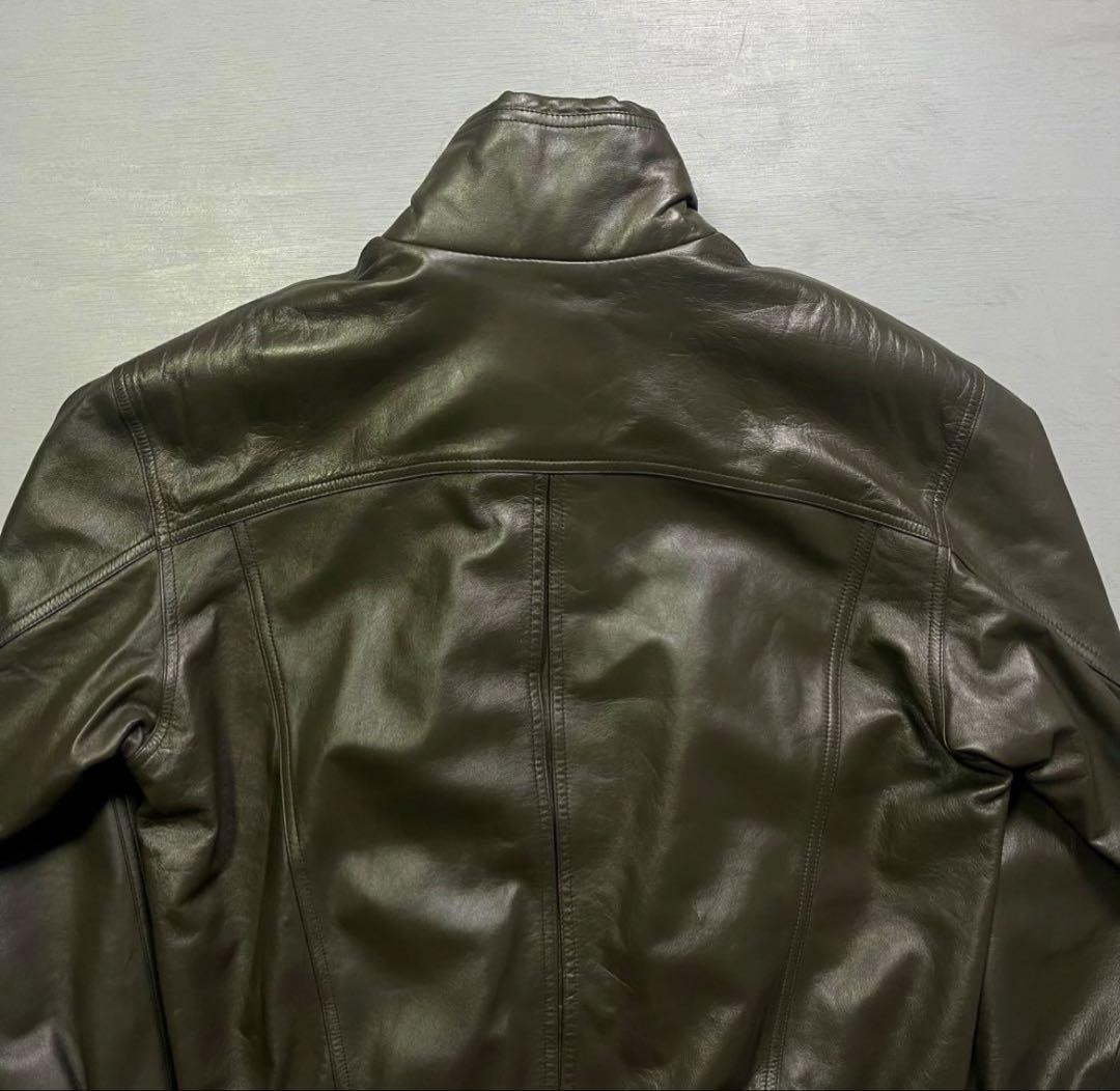 美品✨　レザーボンバージャケット　ラムレザー　オールレザー　ショート丈　XL