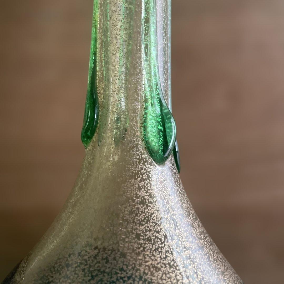 津軽びいどろ　グリーンと青のガラス花瓶