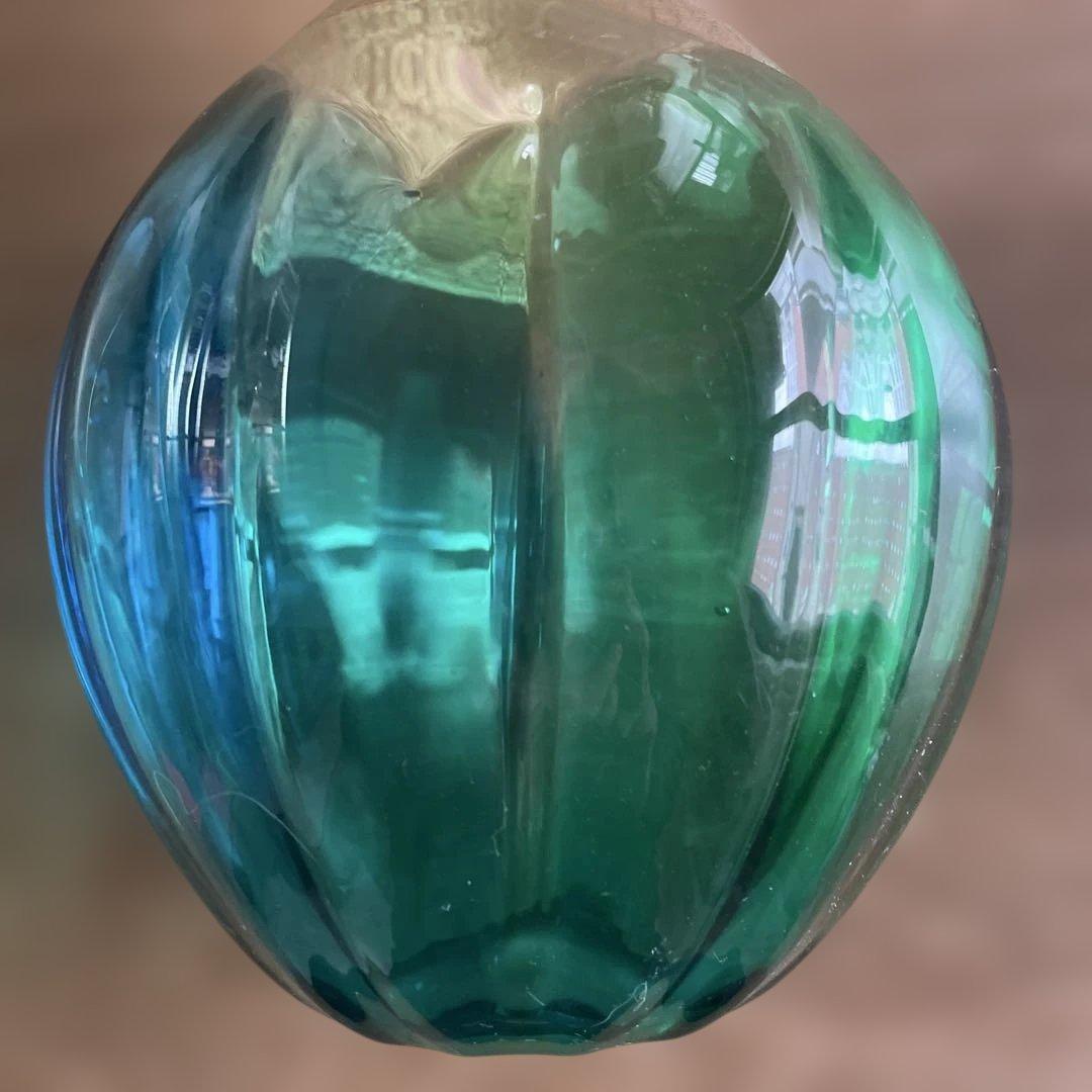 津軽びいどろ　グリーンと青のガラス花瓶