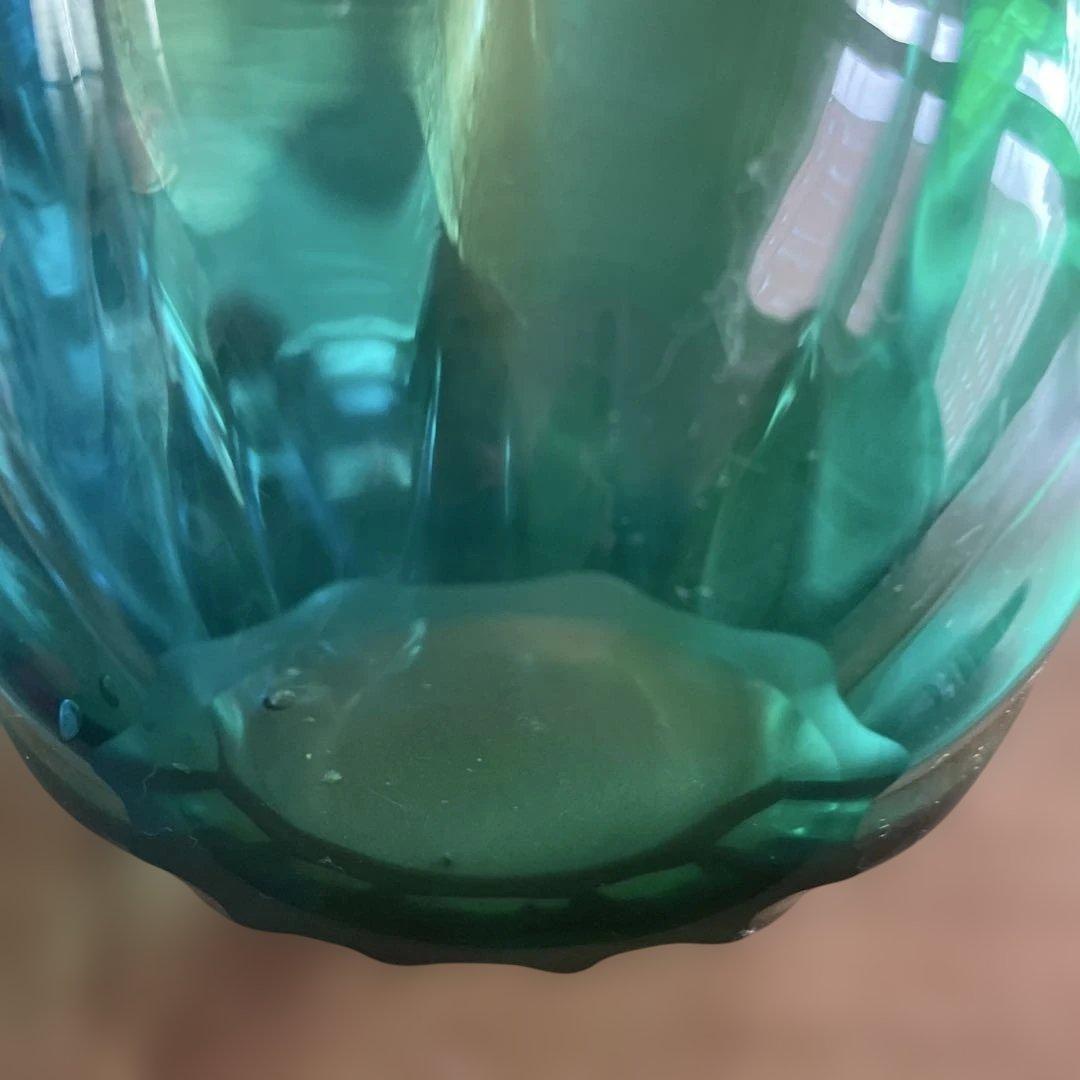 津軽びいどろ　グリーンと青のガラス花瓶