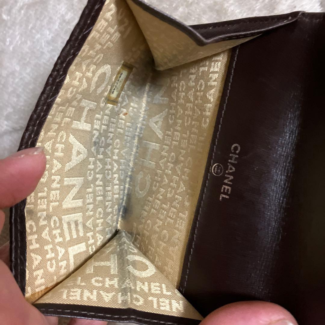 CHANEL 二つ折り財布 ブラウン キルティング