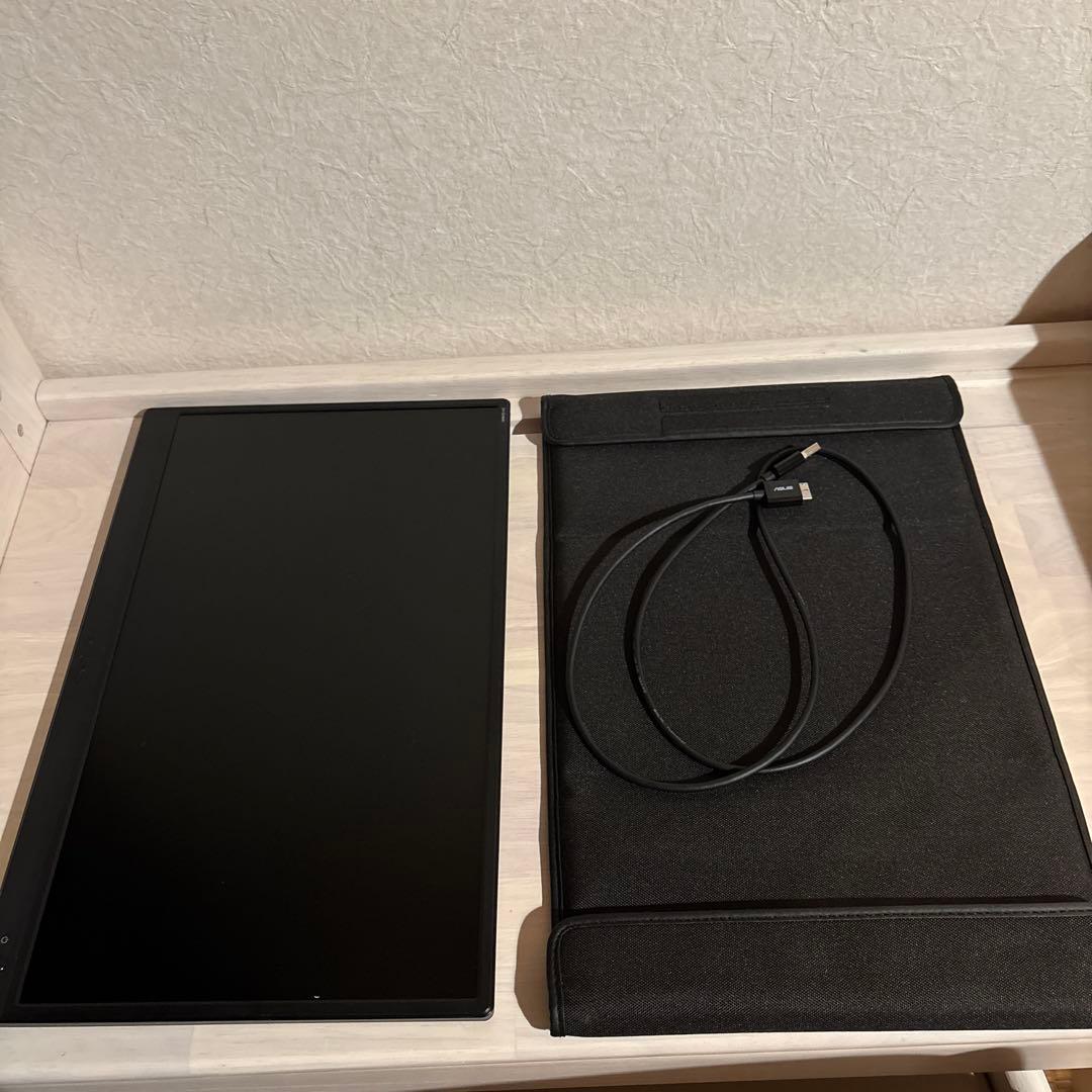 ASUS MB165B ポータブルモニター 本体とケーブル、カバー付き