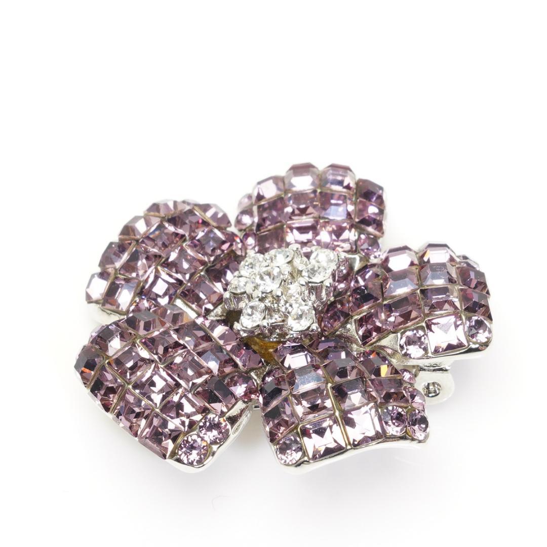 美品 フォクシー フラワー ブローチ パープル 紫 ピンク FOXEY