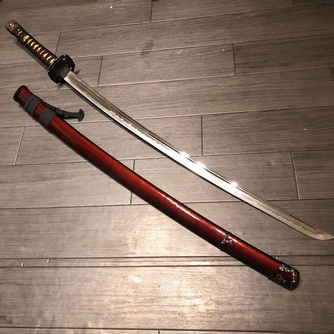 高級居合刀　高級模造刀　樋入刀身　朱拵え　合金刀身