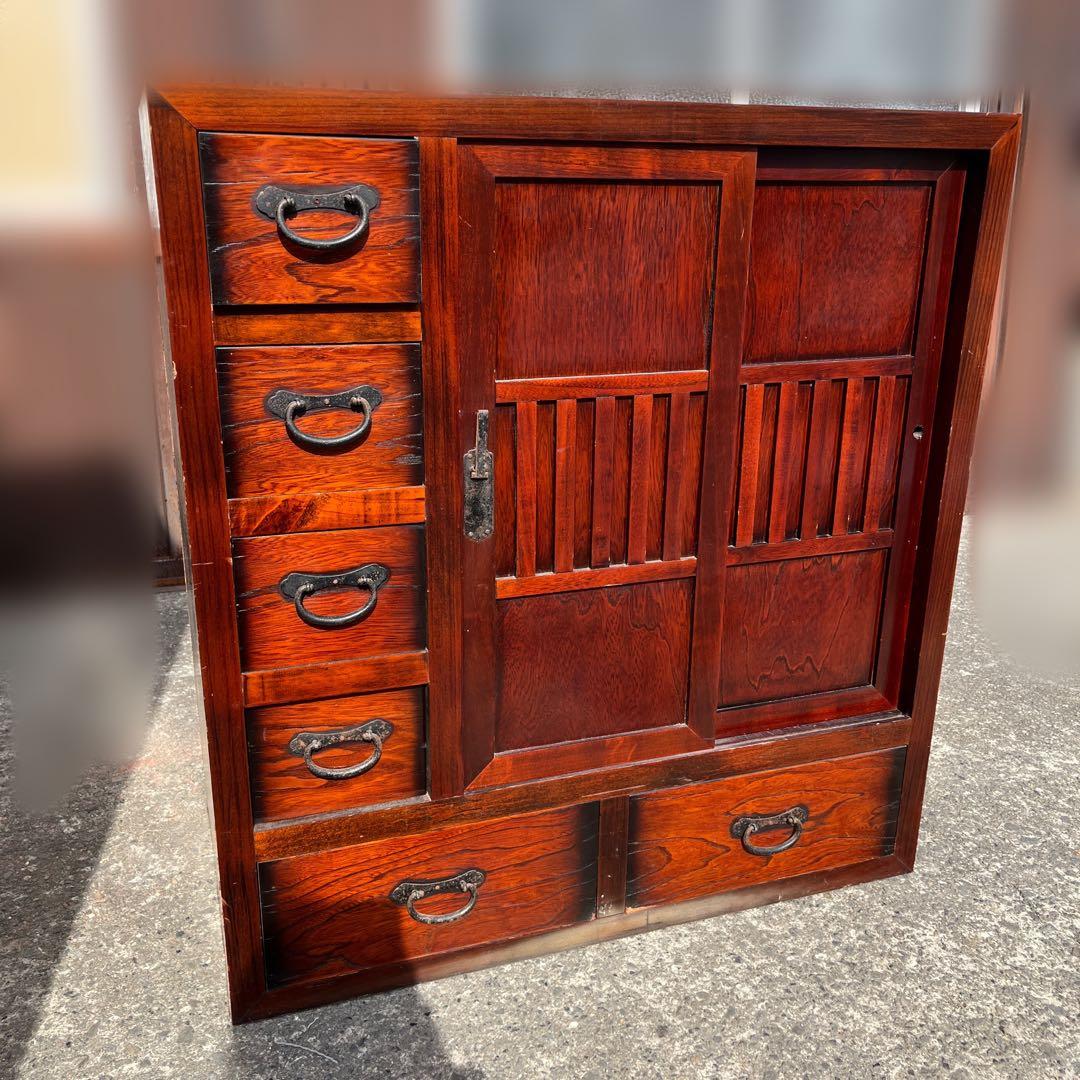 箪笥 民芸箪笥 和箪笥 和タンス 両面式 茶箪笥 レトロ家具