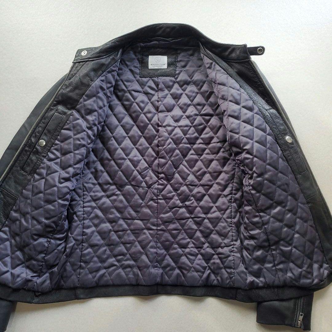 ユナイテッドアローズ やぎ革 ゴート レザージャケット 裏地キルティング　M