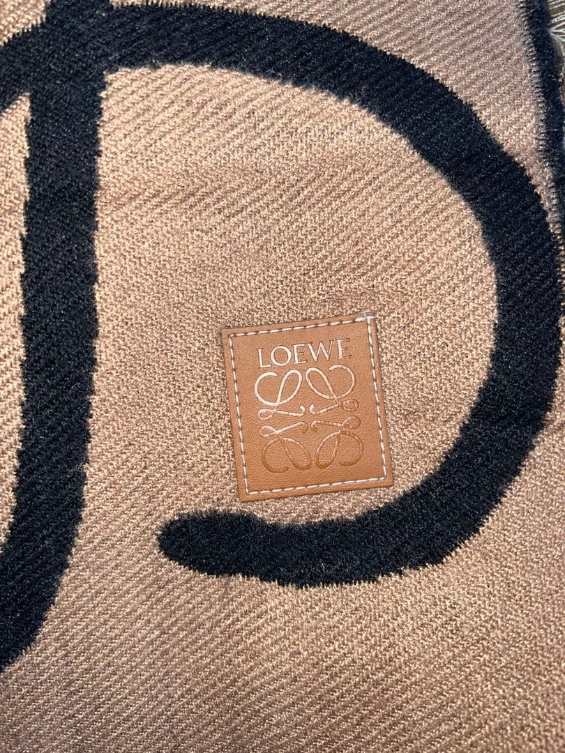 LOEWE ロエベ マフラー ブラウン ブラック ロゴ フリンジ ストール