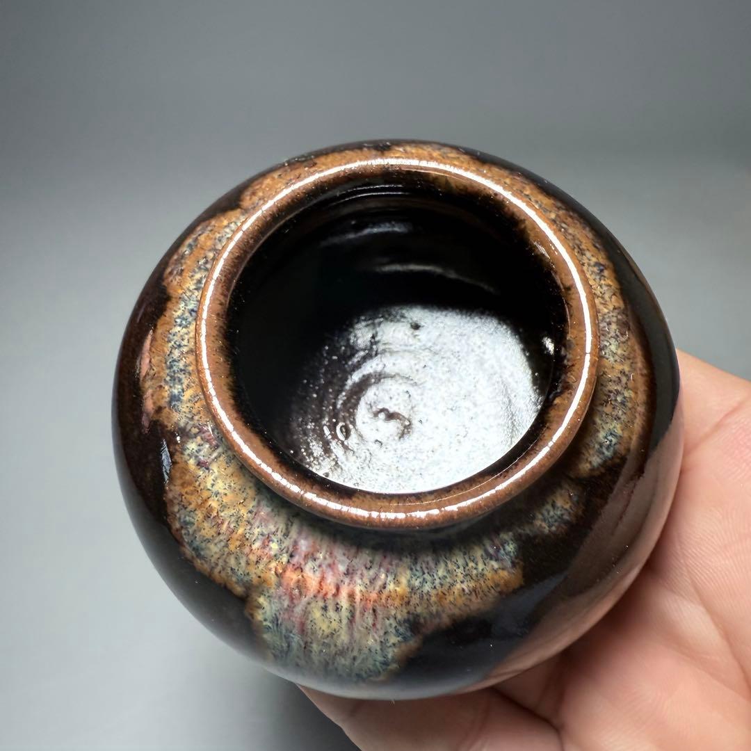 平安　㐂山造　喜山　中海茶入　共箱　仕覆　蓋付　茶道具　裏千家　表千家　家元旧蔵