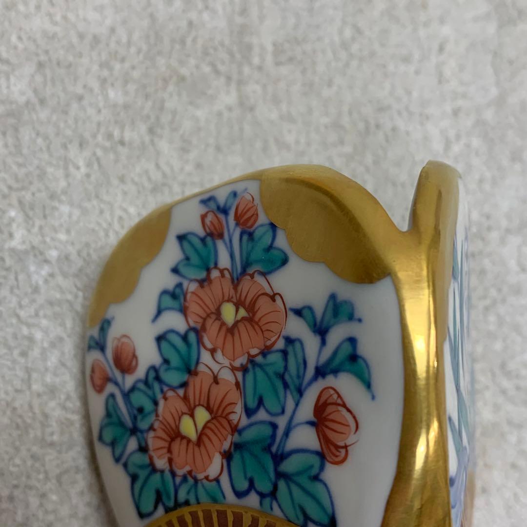 蓋置 高野昭阿弥 団扇 共箱 花鳥 金 茶道具 茶の湯