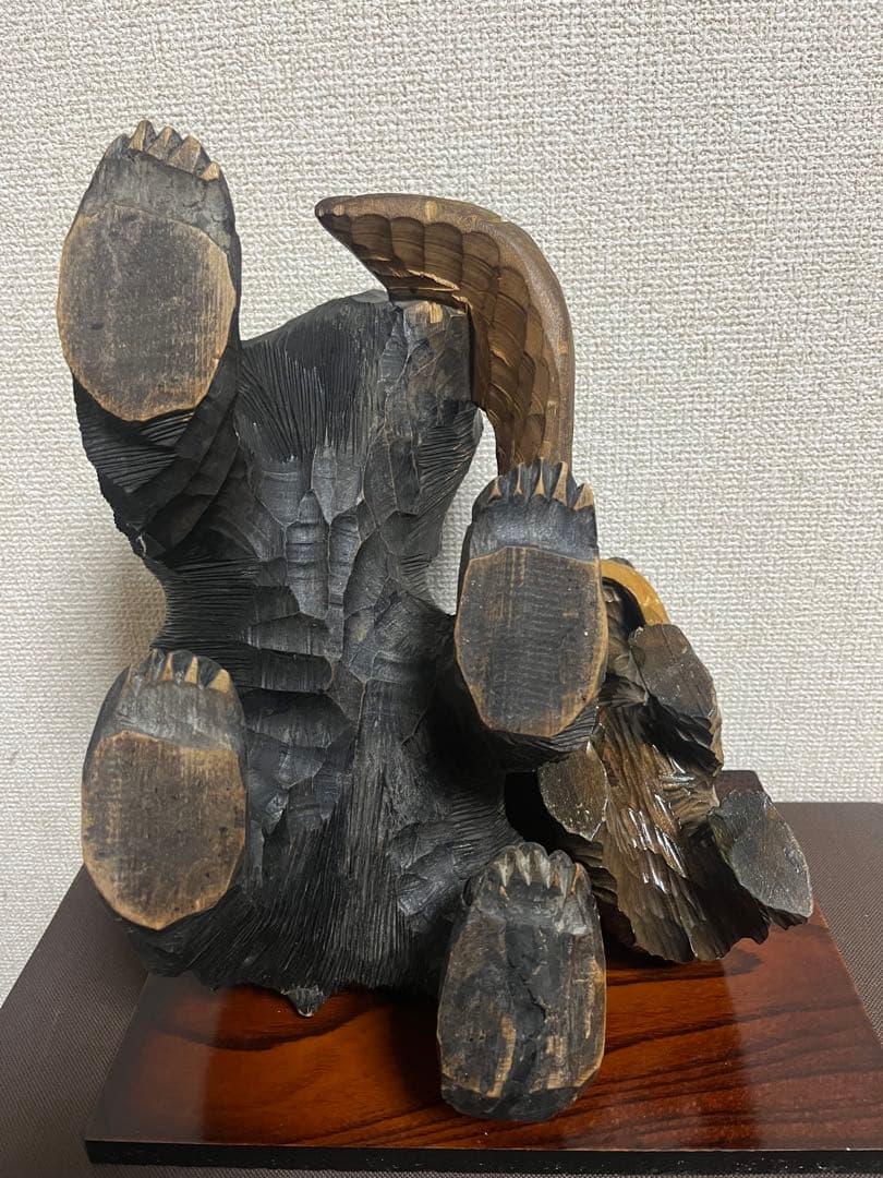 70年物！【昭和レトロ】木彫り熊　民芸品　置物　彫刻　大•小　2体セット