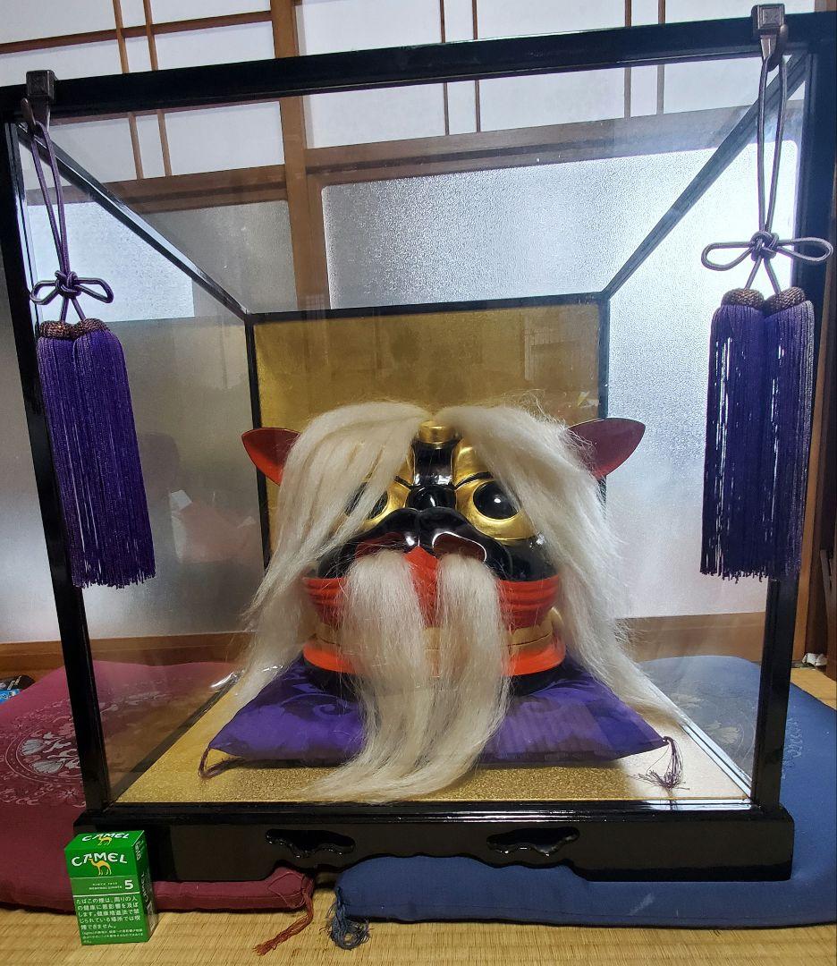 専用特製ケース付　山形県　置賜　黒獅子　獅子舞い　獅子頭