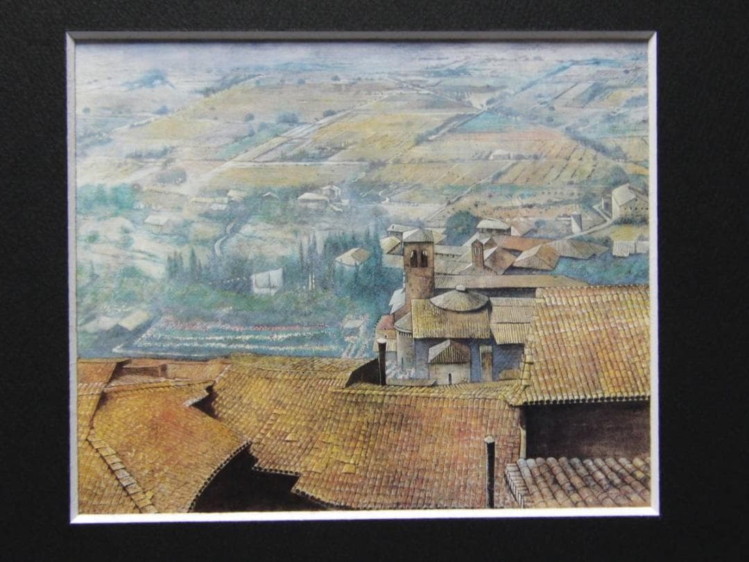 西村直之、光と風の詩（アッシジ）、希少な画集より、新品高級額・額装付