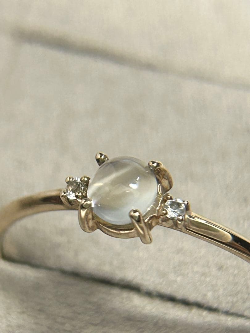 ete K10YG レイヤード ムーンストーン/ホワイトトパーズ リング