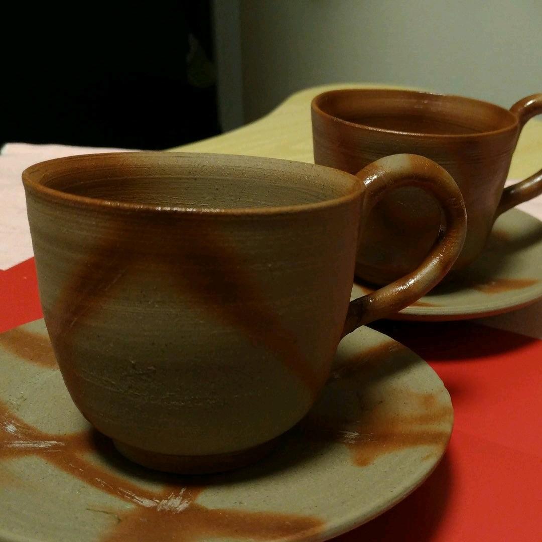 備前焼　カップ&ソーサー2客