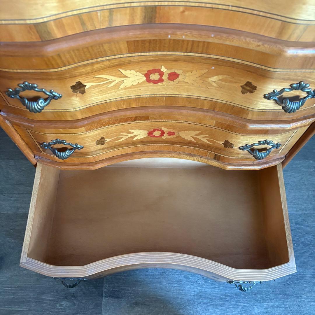 イタリア　MOR-RENS社　象嵌チェスト　4段　ミドルチェスト　マホガニー　②