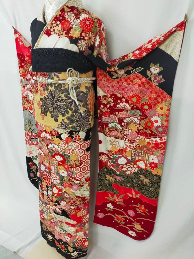 売約済み【WA-Modern】★★正絹　振袖3点セット(振袖袋帯長襦袢)★★