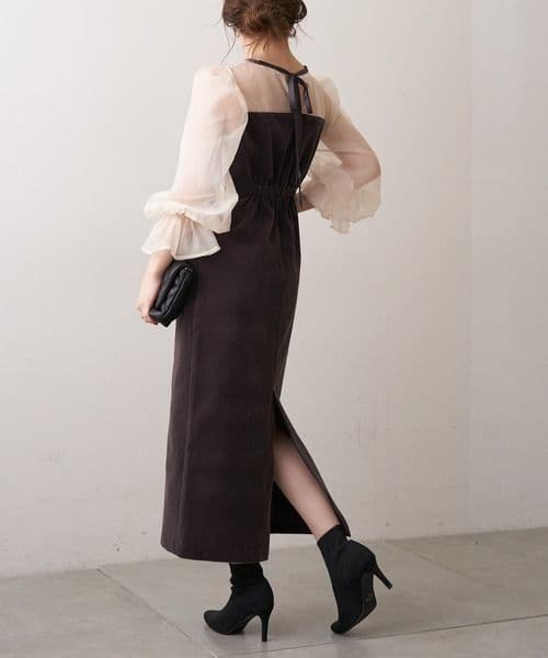 新品未使用【SALON by Chico限定】配色シースルータイトロングドレス