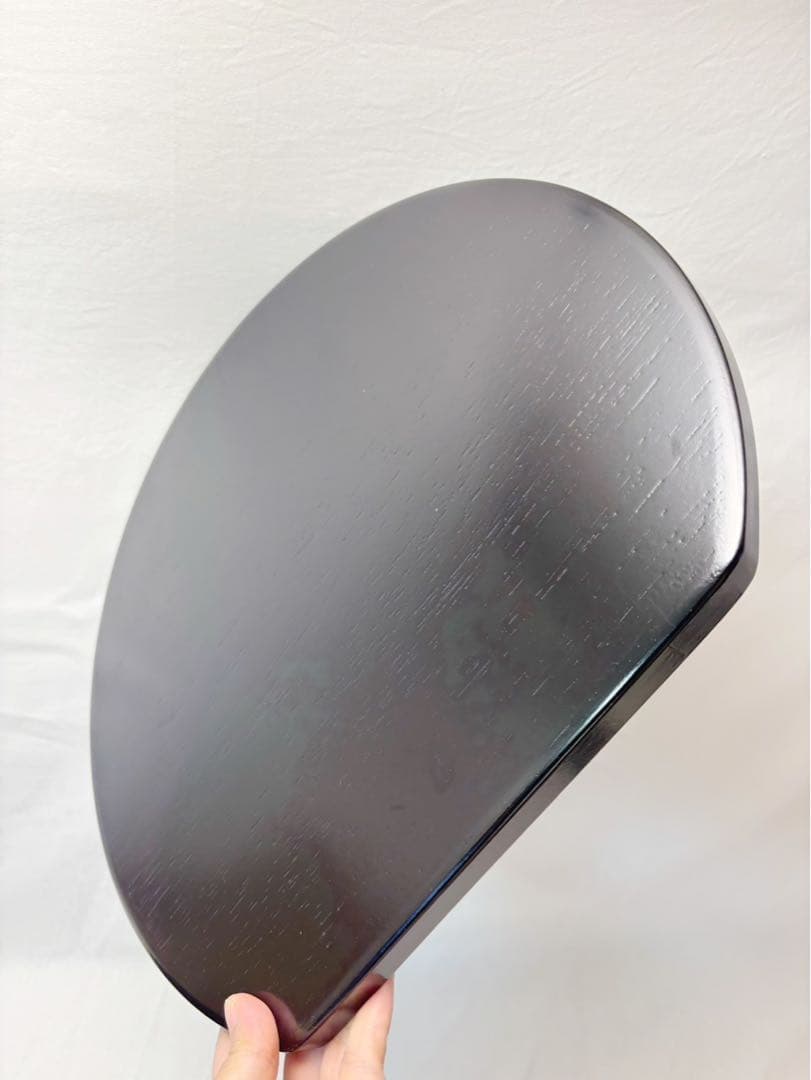 ほぼ未使用 懐石道具 木製 半月膳 線筋 縁朱 5客揃 会席膳 宴会盆 元箱