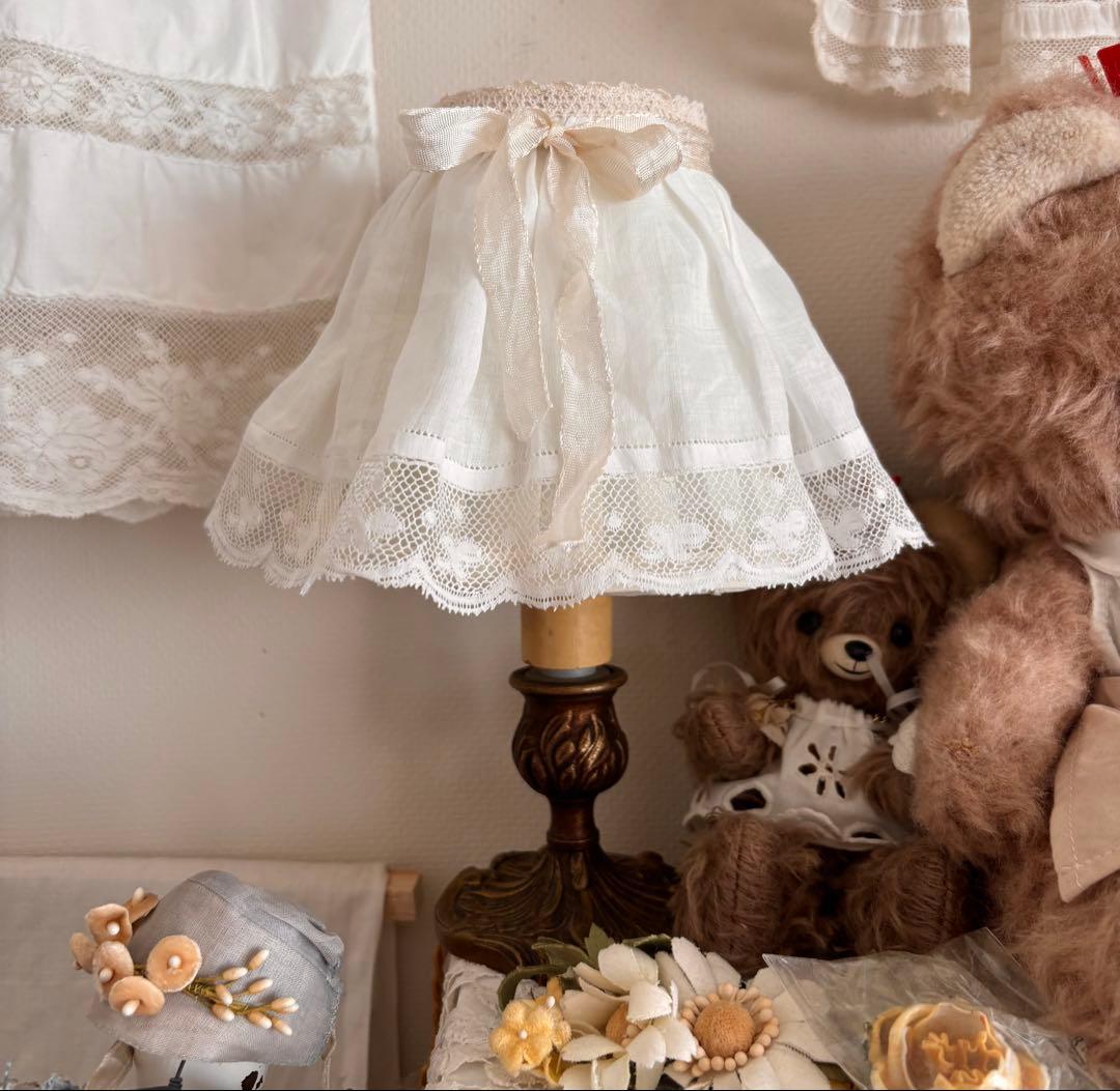 ランプシェード　フリルカバー　フランスアンティーク　リメイク