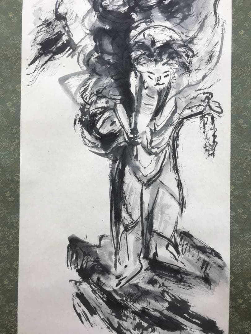 作者不詳/不動明王図/滝に不動図/仏画/滝に人物図/掛軸☆宝船☆AH-776