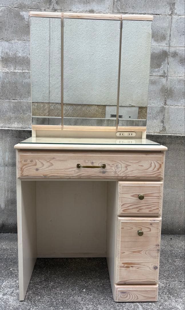 ドレッサー 三面鏡 無垢 天然木 鏡台 化粧台