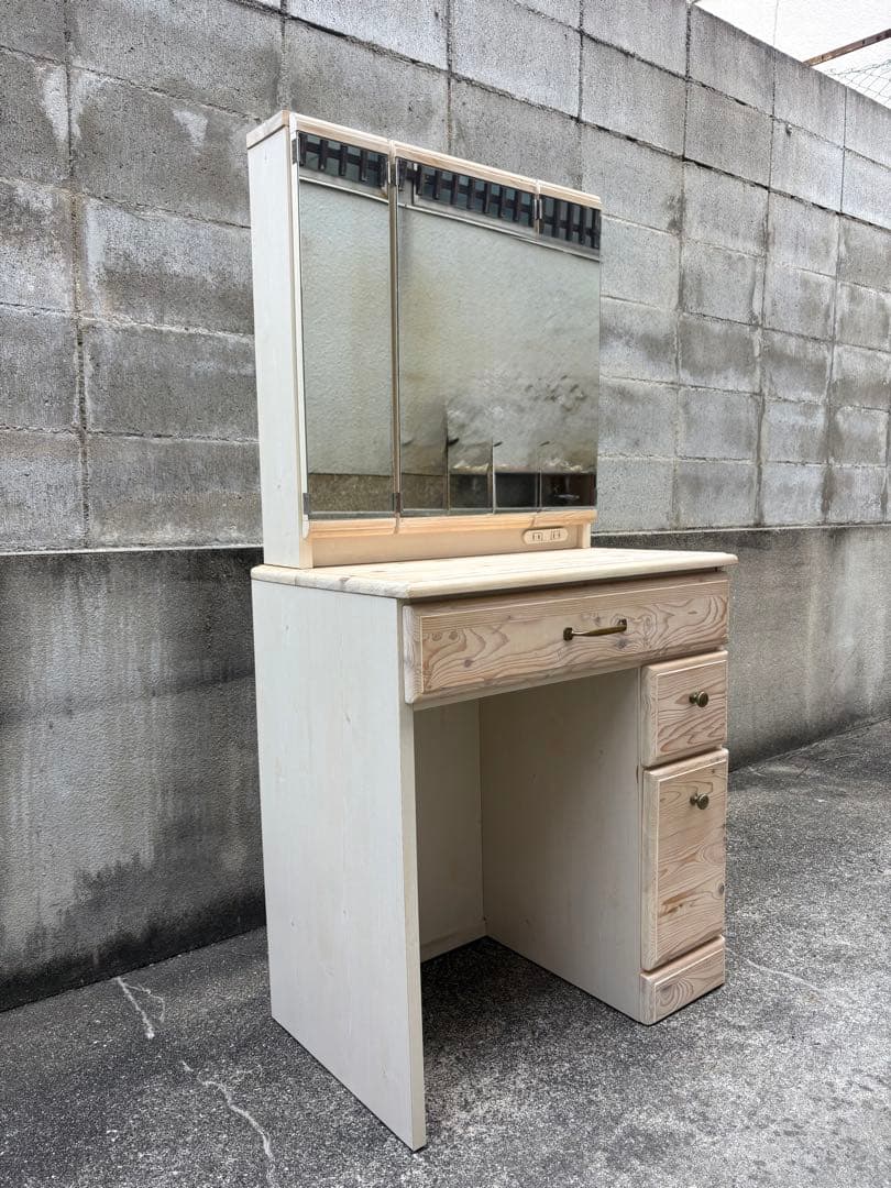 ドレッサー 三面鏡 無垢 天然木 鏡台 化粧台