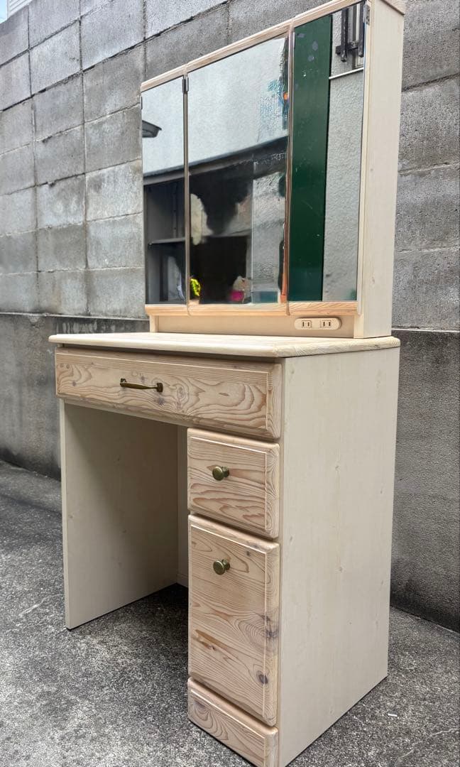 ドレッサー 三面鏡 無垢 天然木 鏡台 化粧台