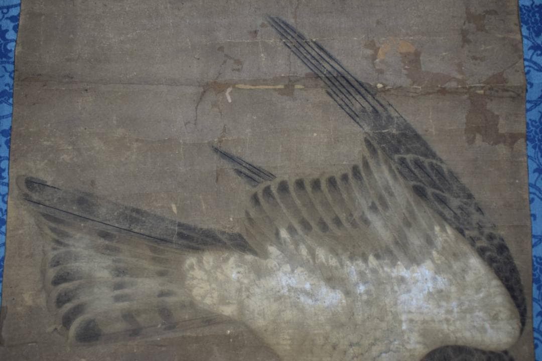 雪舟/鷹之図/タカ図/古画/掛軸☆宝船☆Z-601