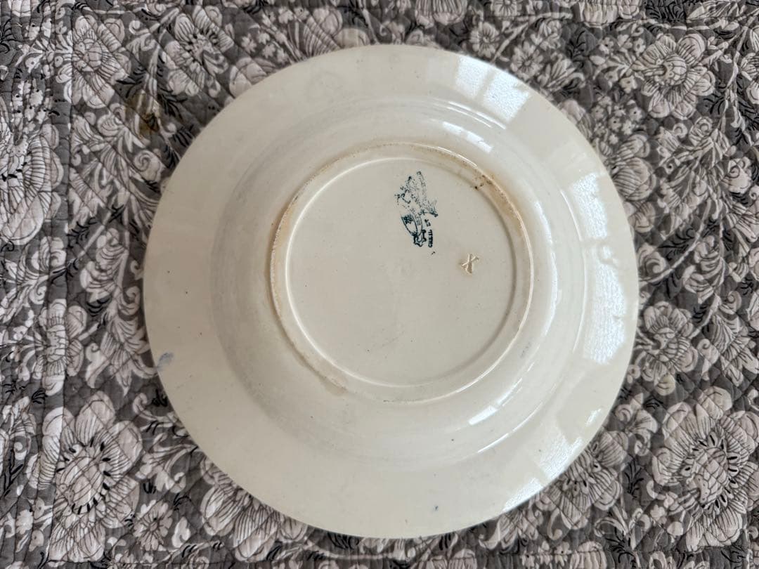 フランスアンティーク陶器クレイユエモントローlinotte深皿スープ皿