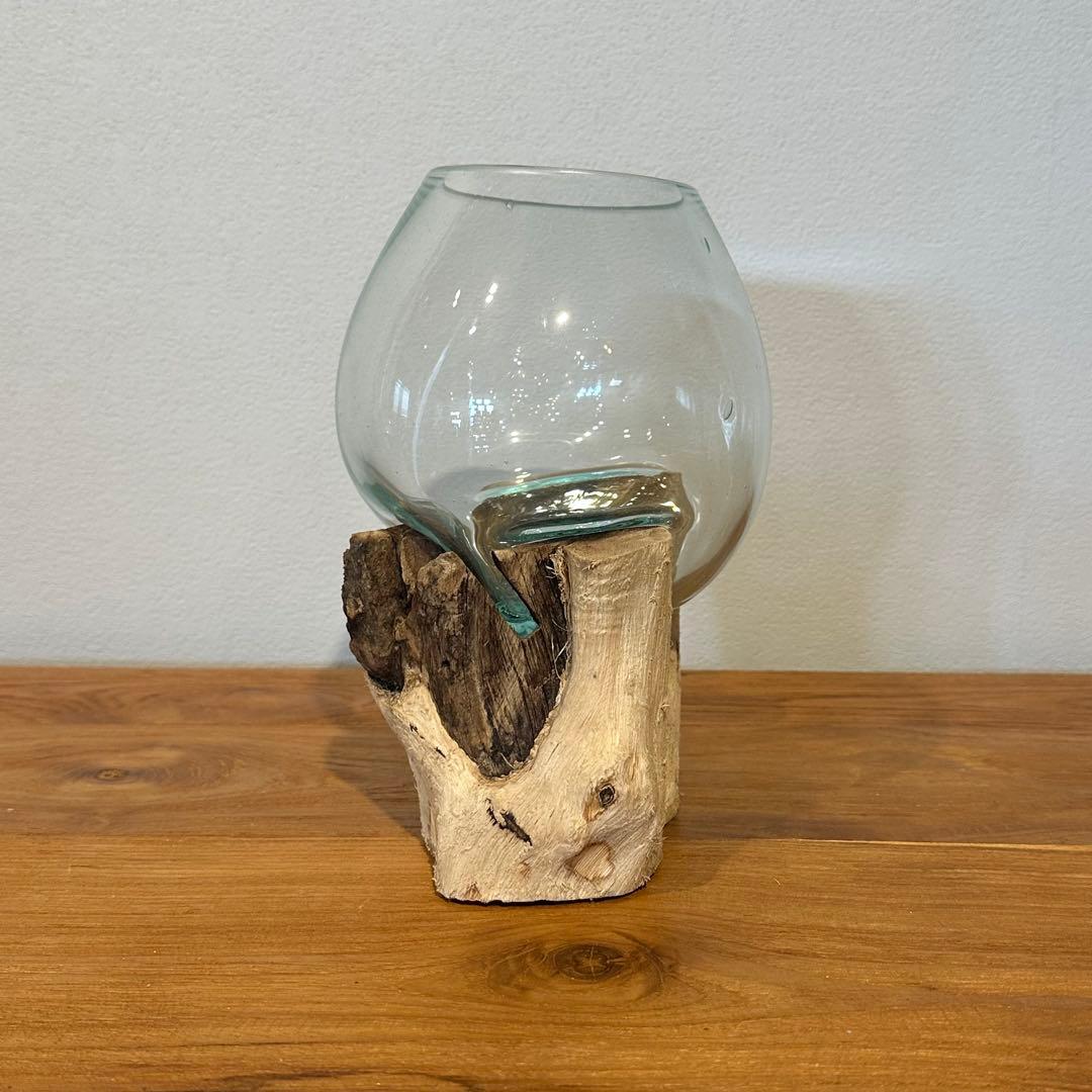 バリ島流木ガラス　w18×d15×h22cm 水槽　アクアリウムメダカ水槽804