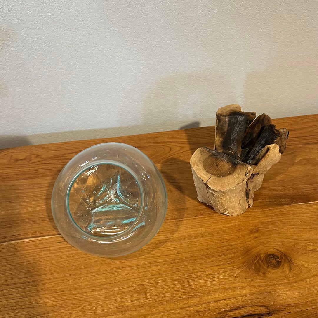 バリ島流木ガラス　w18×d15×h22cm 水槽　アクアリウムメダカ水槽804