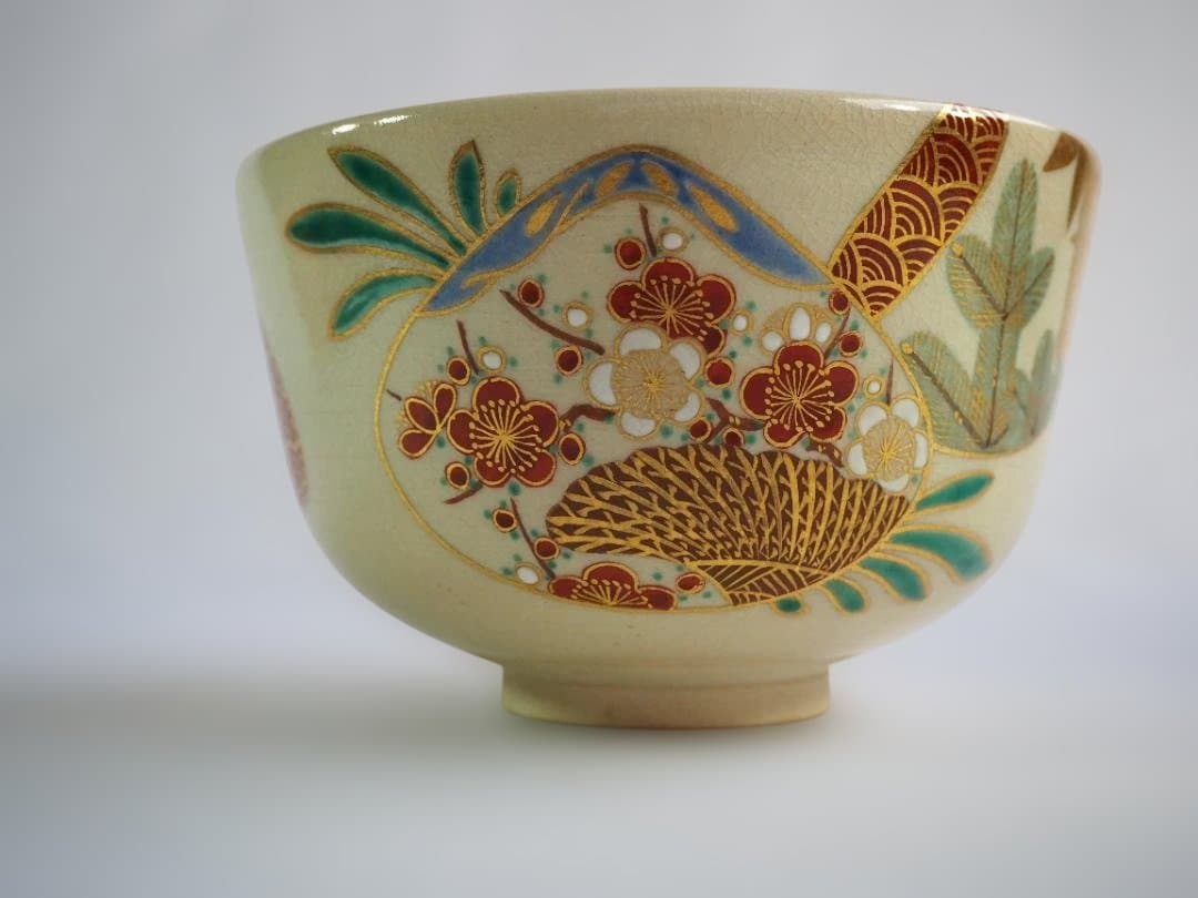 裏千家15世鵬雲斎宗匠御書付『仁清写貝合茶碗』 16代永樂善五郎造 (共箱)