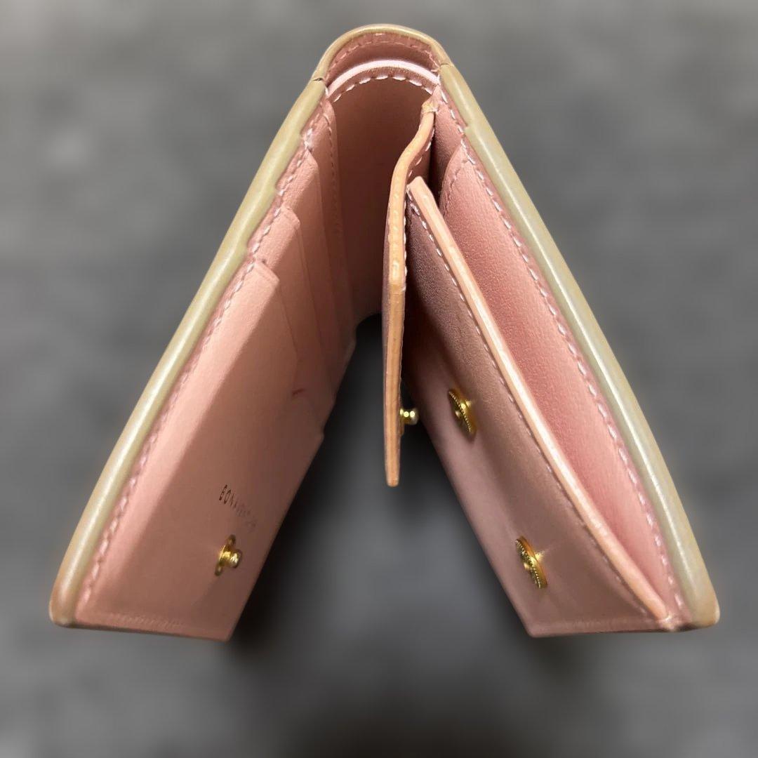 Bonaventura 二つ折り財布 ベージュ コーラル