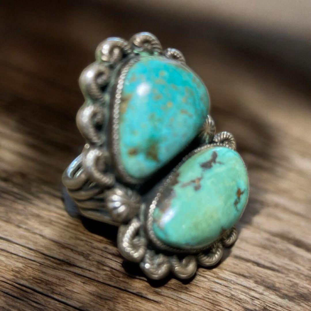 インディアンジュエリー ターコイズ ダブルストーントルコ石 ネイティブアメリカン