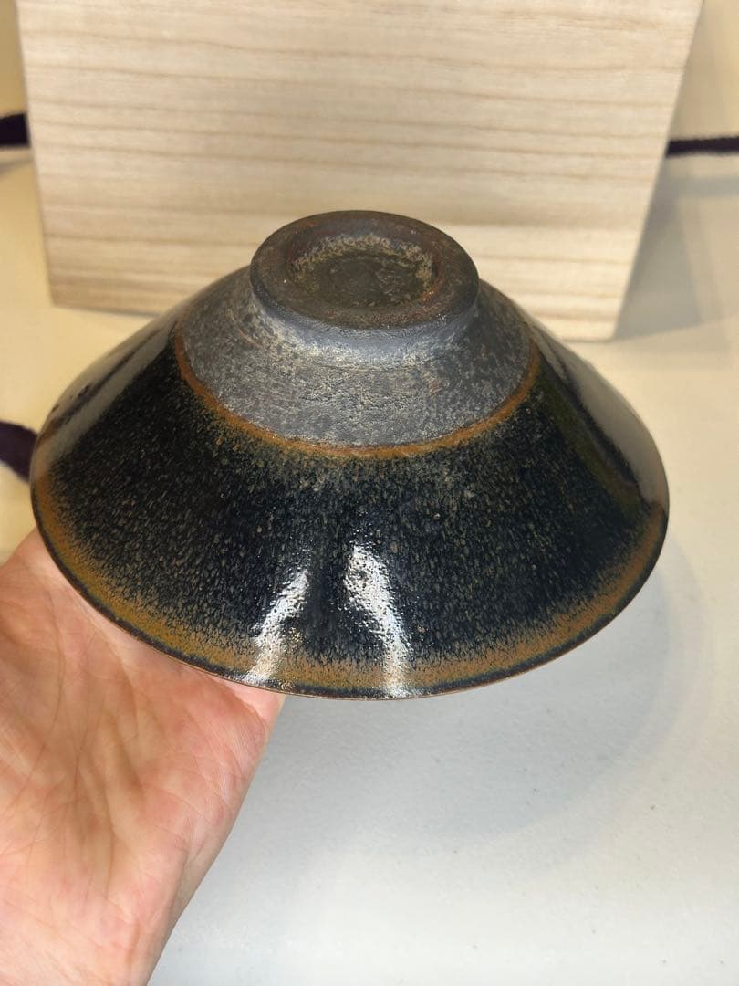 中国 唐物 天目黒碗 古陶 茶碗 茶道具 共箱付き
