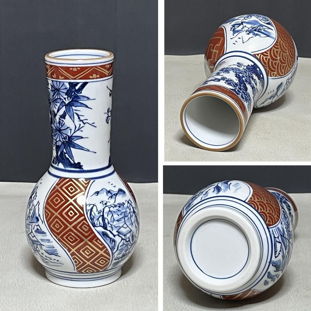 西尾瑞豊 染付 金襴手 皆具 共箱 水指 建水 杓立 蓋置 茶道具【k3580】