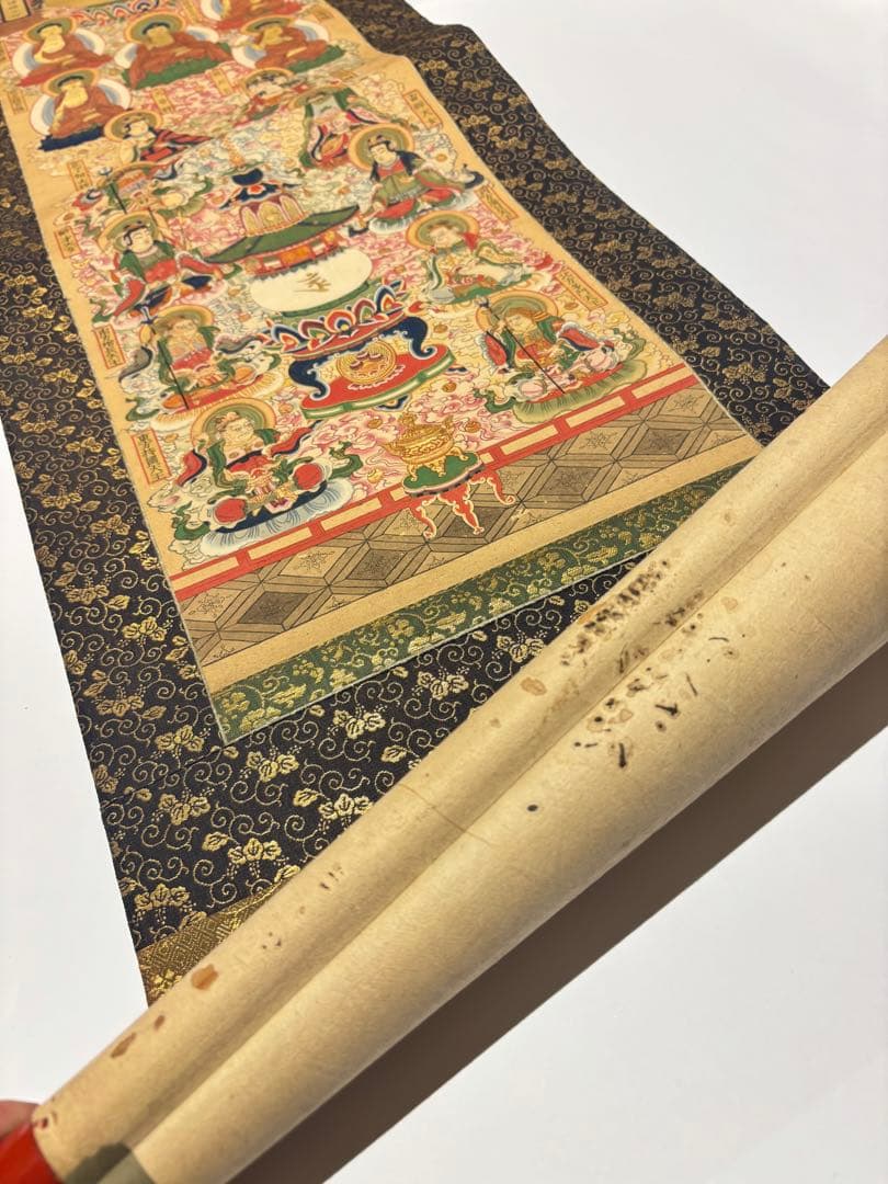 「金光明最勝王経曼荼羅」極彩色木版画 1幅|掛軸 掛け軸 仏教美術 仏画江戸時代