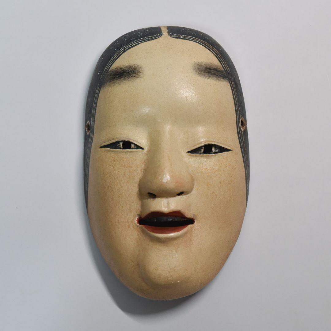 能面 小面 人間国宝長沢氏春作 能面袋付き 美品 希少(G14)