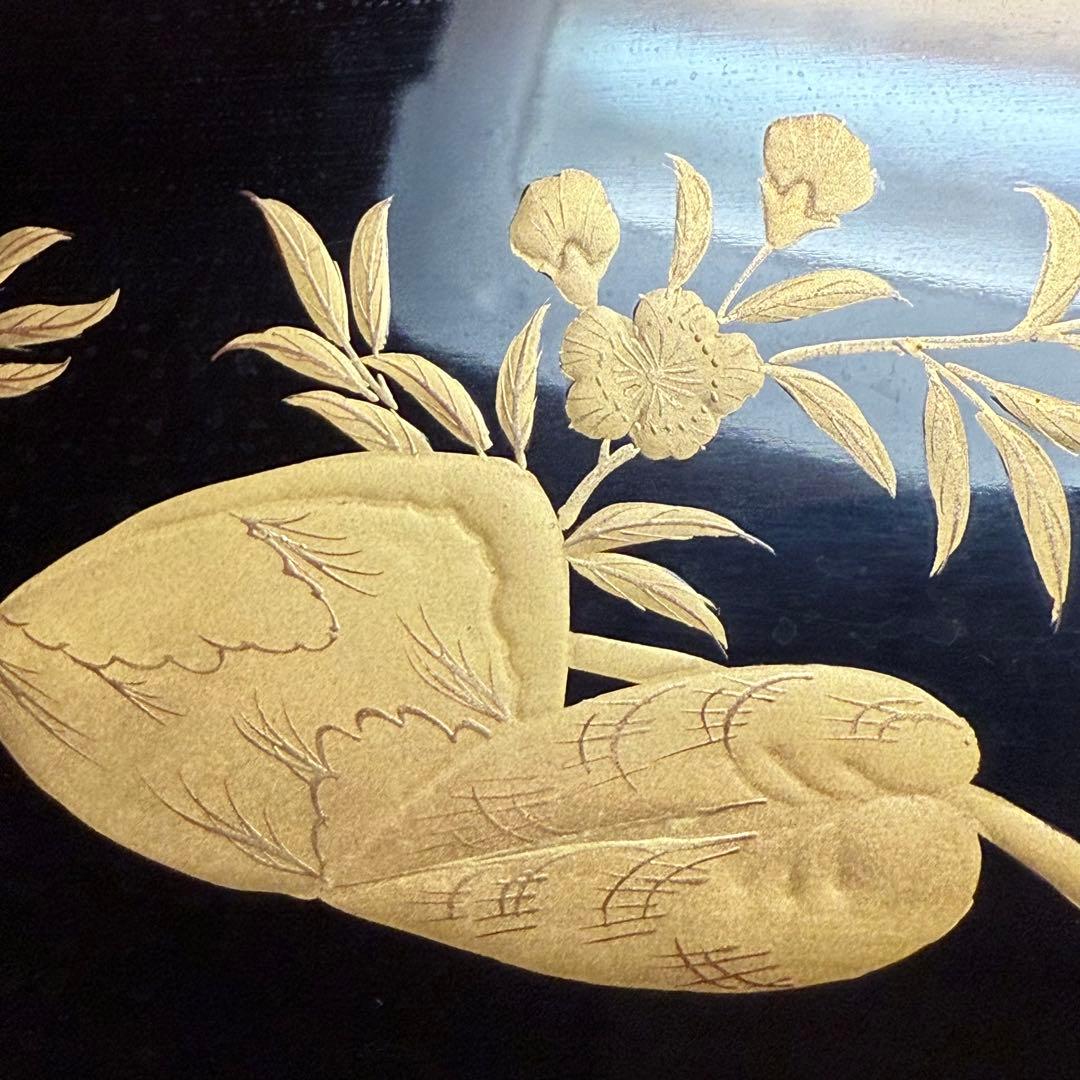 2201様感謝‼️JAPAN研ぎ出し高蒔蒔絵四君子華づくし五段重箱二枚蓋真塗桐箱入
