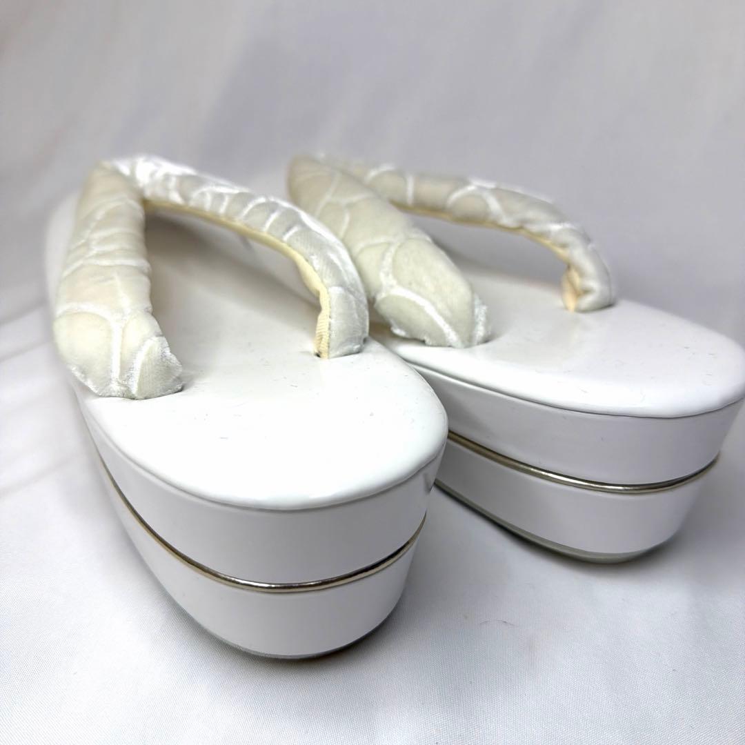 新品　草履　バッグ　セット　振袖用　ベルベット　ホワイト　フリーサイズ　2026