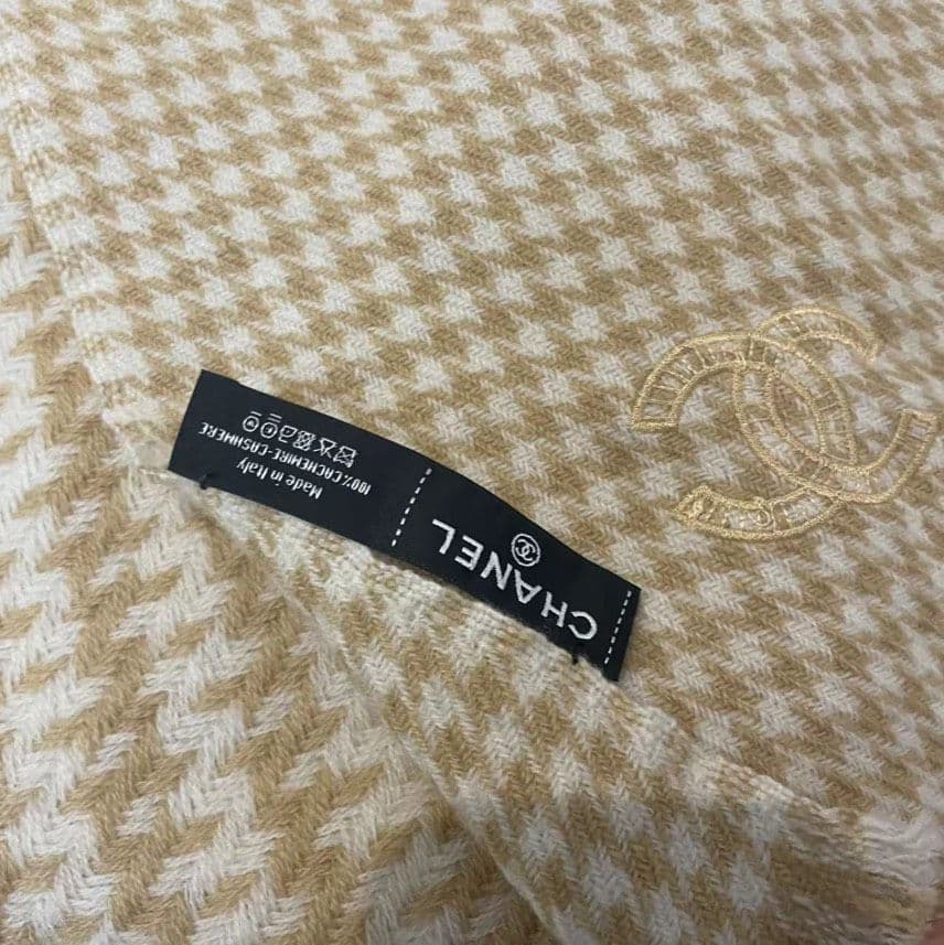 ｔａｍu様CHANEL シャネル 千鳥格子 カシミヤ ストール　ショール（ベージ