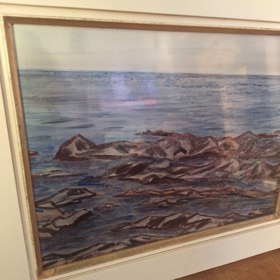 銅板　銀盤　海の絵 ５０年前の絵