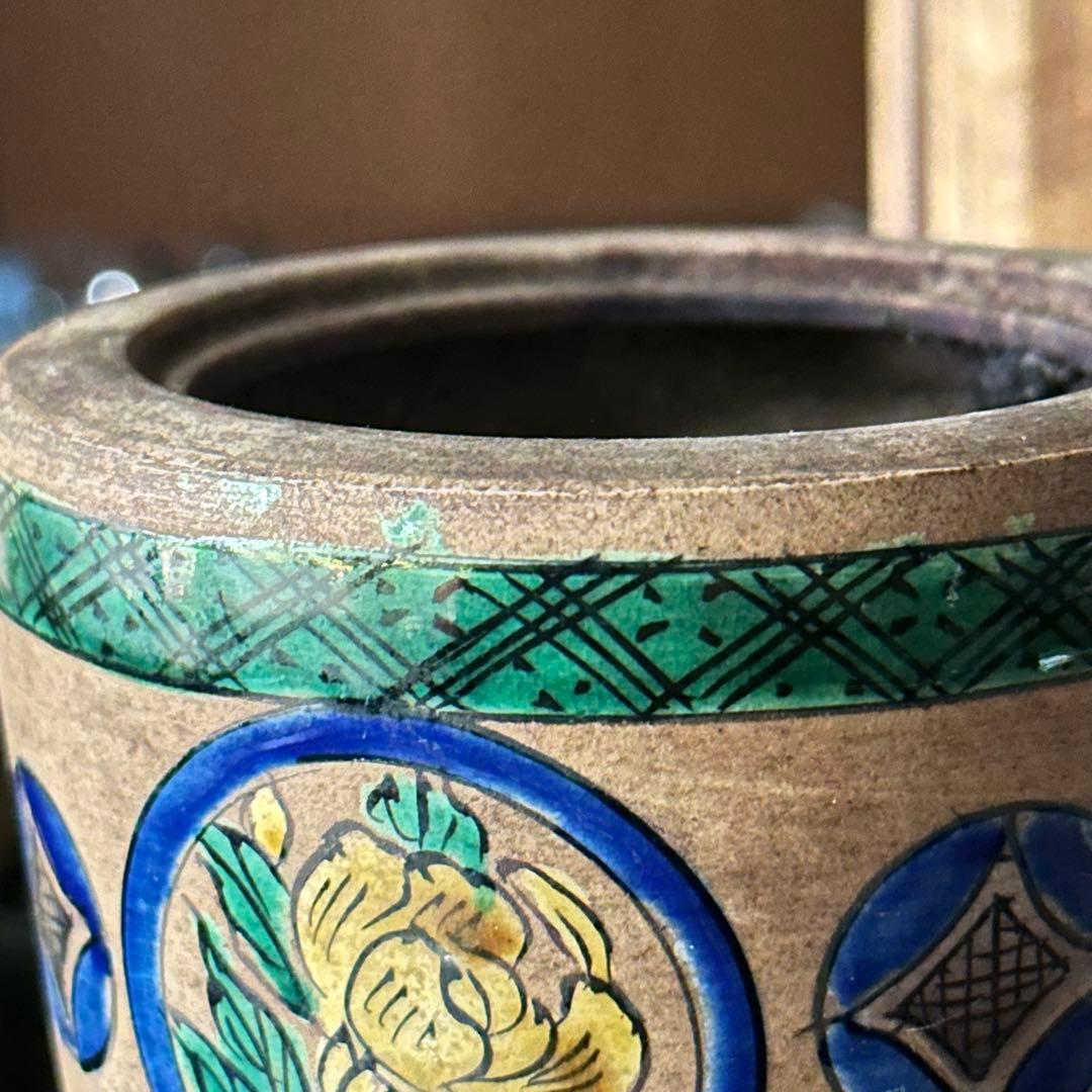 2125様感謝‼️老舗様愛蔵品‼️古九谷名品‼️賢人牡丹三つ足香炉　在銘　合桐箱箱入