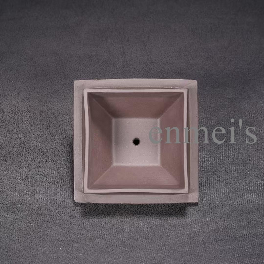 中国古美術・紫砂四方壺・原鉱紫泥・底款杨季初・急須・茶壺・山水風景と書紋・茶道具