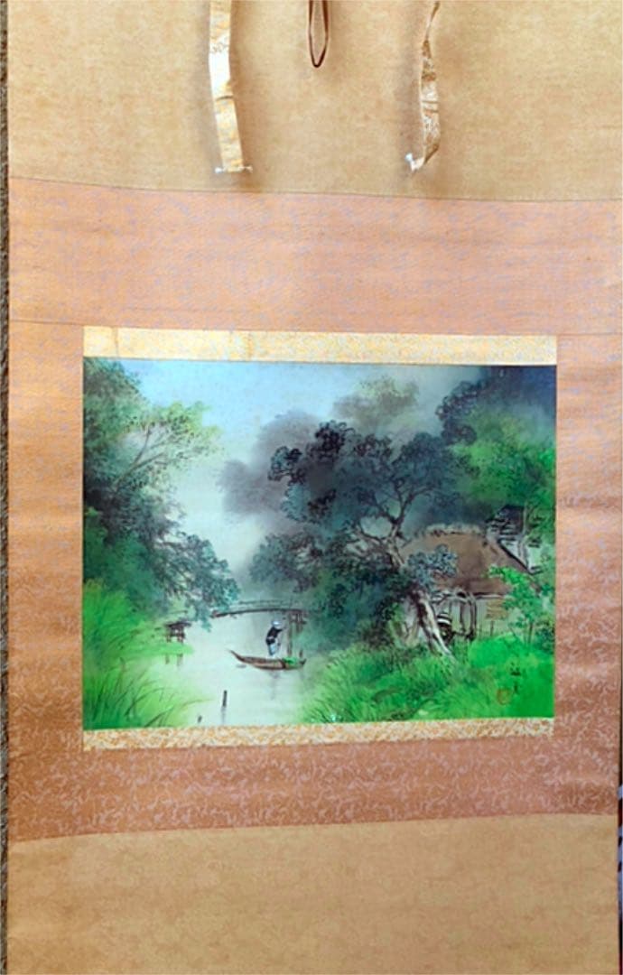 掛軸 風景画 山水画 川島梅関肉筆画 真作