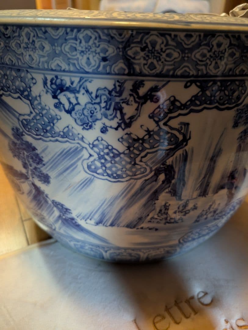 時代物古伊万里火鉢青白磁火鉢 約30cm