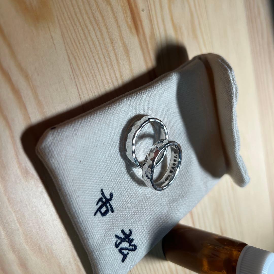 市松　シルバー 2連リング　22号