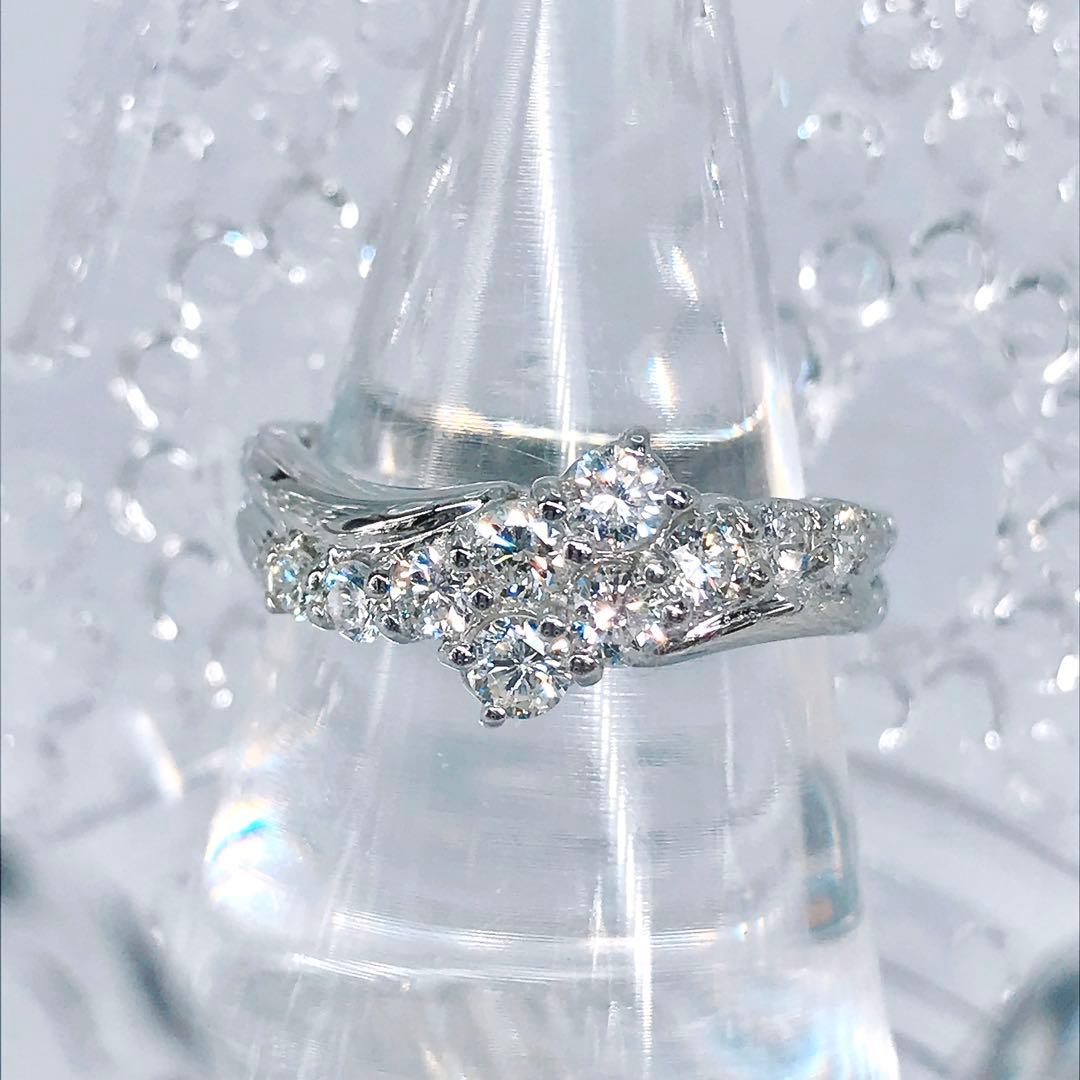 0.71ct セイコー ジュエリー ダイヤモンドリング PT900 ウェーブ