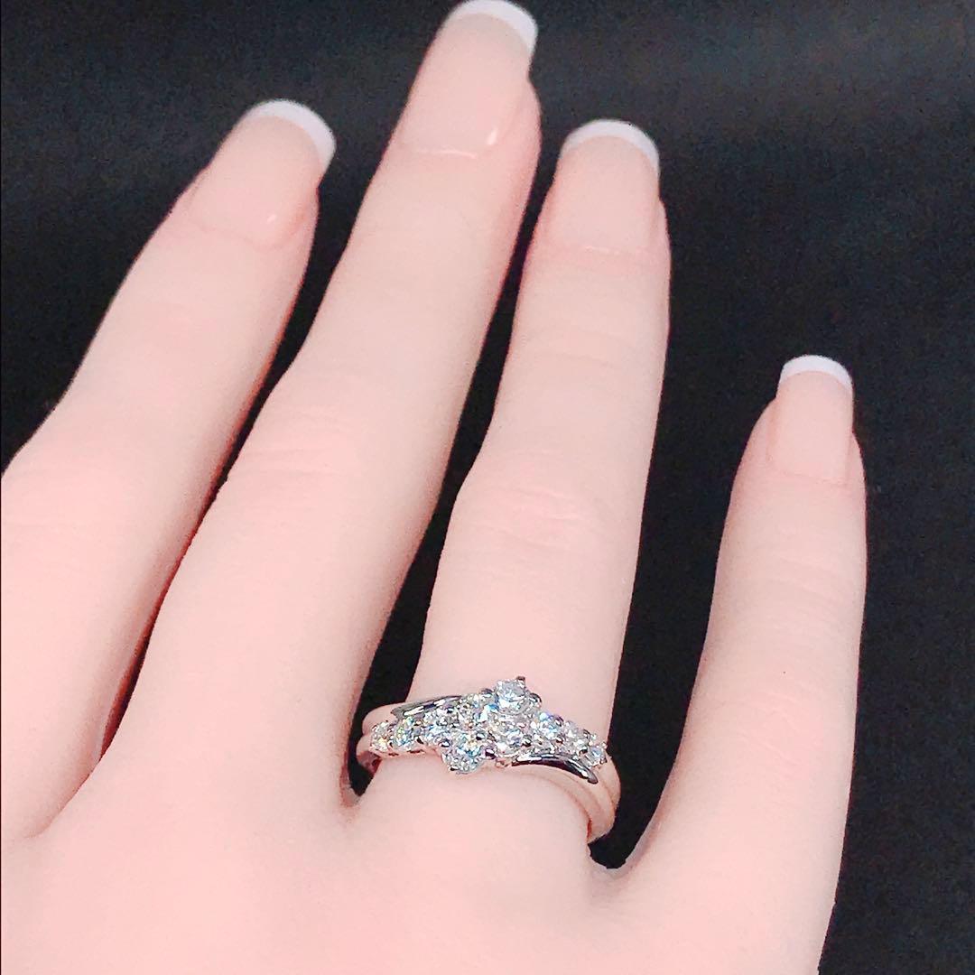 0.71ct セイコー ジュエリー ダイヤモンドリング PT900 ウェーブ