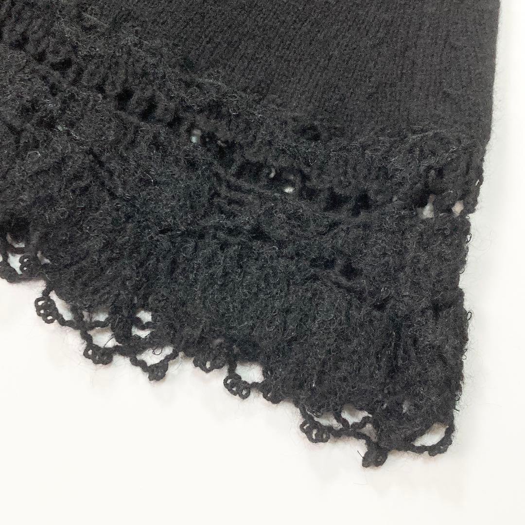 CHANEL 06C レースニットスカート ロゴプレート カシミヤ モヘア 40